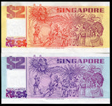 Singapore SET 2 Pcs 2 Dollars ND 1991 1992 P 27 28 UNC
