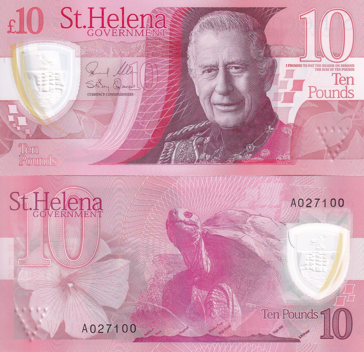 St. Helena 10 Pounds 2026 Polymer P 15 New King Charles III UNC