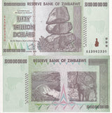 Zimbabwe 50 Trillion Dollars 2008 AA P 90 UNC