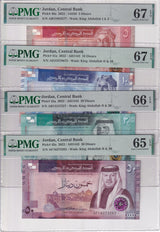 Jordan Set 4; 5 10 20 50 Dinars 2022 P 40 41-43  Superb Gem UNC PMG 65 66 67 EPQ