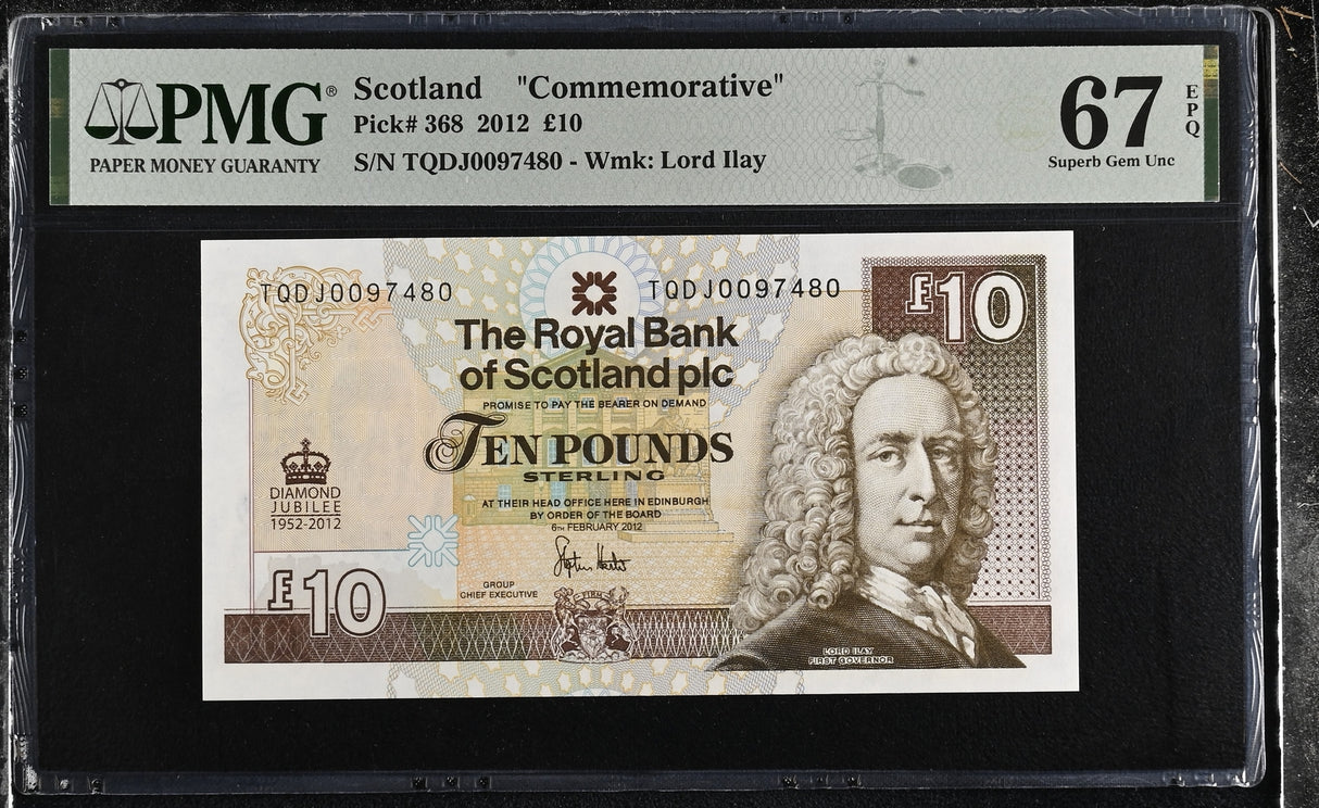 Scotland 10 Pound 2012 P 368 Commemorative Superb Gem UNC PMG 67 EPQ