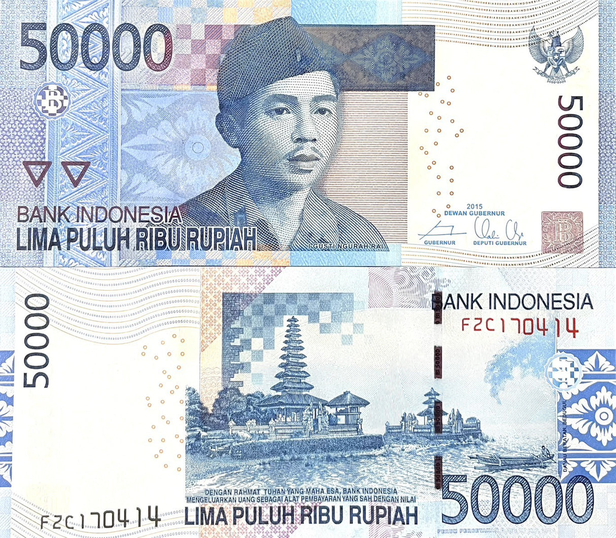 Indonesia 50000 Rupiah 2015 / 2005 P 152 f UNC