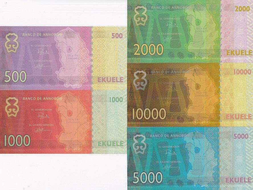 ANNOBON SET 5 500 1000 2000 -10000 Ekuele 2019 Insect Butterfly Fantasy POLYMER