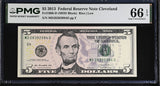 United States 5 Dollars Usa 2013 P 539 D Cleveland Gem UNC PMG 66 EPQ