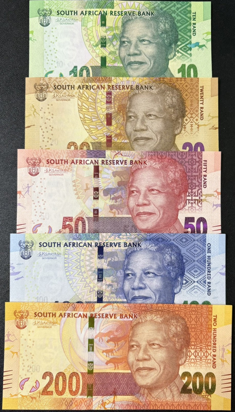 South Africa SET 5 UNC 10 20 50 100 200 Rand 2016 P 138 139 140 141 142