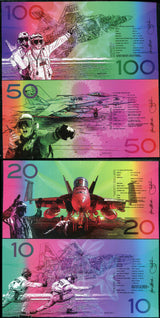 USA SET 4 PCS 10 20 50 100 DOLLARS F22 F14B FA-18F 35 FIGHTER JET POLYMER 2017