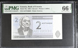 Estonia 2 Krooni 1992 P 70 a Gem UNC PMG 66 EPQ