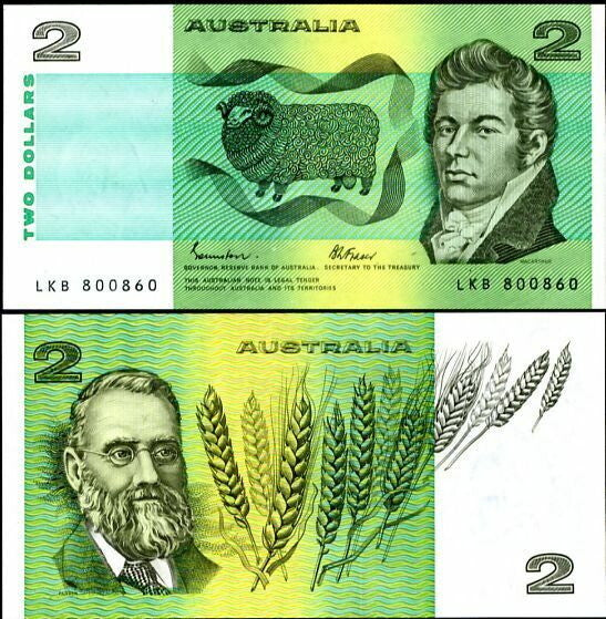 Australia 2 Dollars ND 1985 P 43 e Johnston Fraser UNC