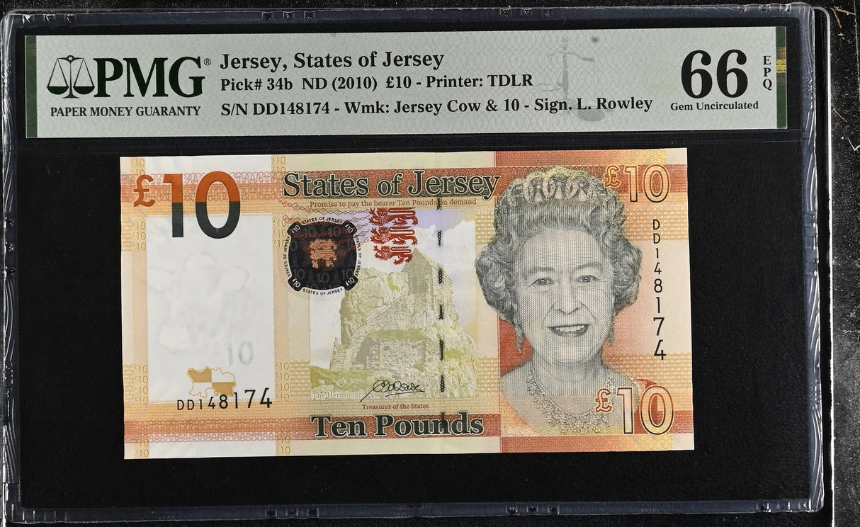 Jersey 10 Pound ND 2010 P 34 b Gem UNC PMG 66 EPQ