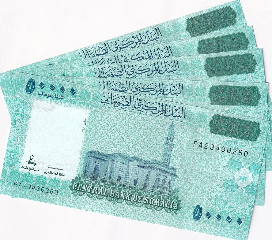 Somalia 50000 Shillings 2010 ND 2023 P 43 UNC LOT 5 Pcs