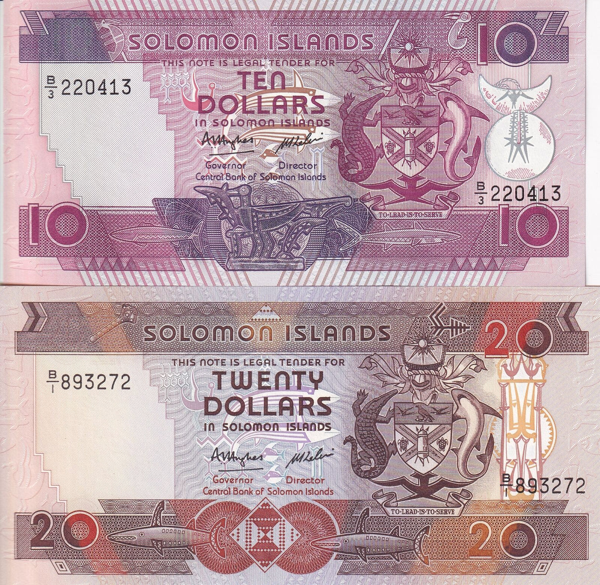 Solomon Islands SET 2 PCS 10 20 Dollars 1986 P 15 P 16 UNC