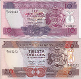 Solomon Islands SET 2 PCS 10 20 Dollars 1986 P 15 P 16 UNC