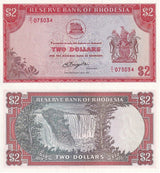 Rhodesia 2 Dollars 1977 P 39 Prefix X/1  Replacement UNC