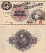 Sweden 5 Kronor 1951 P 33 UNC