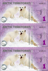 Arctic Territories 1 Dollar 2012 Polymer Random Series MATCHING SHEET 3 UNC