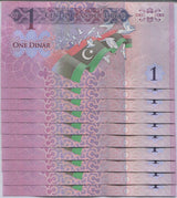 Libya 1 Dinar ND 2013 P 76 UNC Lot 10 Pcs , People with flags of Libya