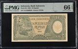 Indonesia 25 Rupiah 1964 P 95 Gem UNC PMG 66 EPQ