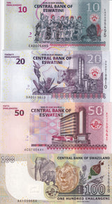 Eswatini Set 4 UNC 10 20 50 100 Emalangeni Swaziland 2017 -2024 P 42 A44 B44 C44