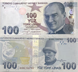 Turkey 100 Lira 2009/2020 P 226 e Prefix "G" UNC President Mustafa Kemal Ataturk
