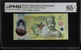 Brunei 5 Brunei Dollars 2024 P 42 a Polymer Gem UNC PMG 65 EPQ , Graded Note