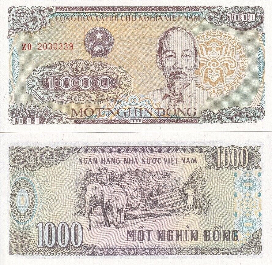 Vietnam 1000 Dong 1988 P 106 UNC Lot 20 Pcs 1/5 BUNDLE