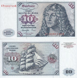 Germany 10 Deutsche Mark 1970 P 31 UNC ,German Navy training ship ,Gorch Fock