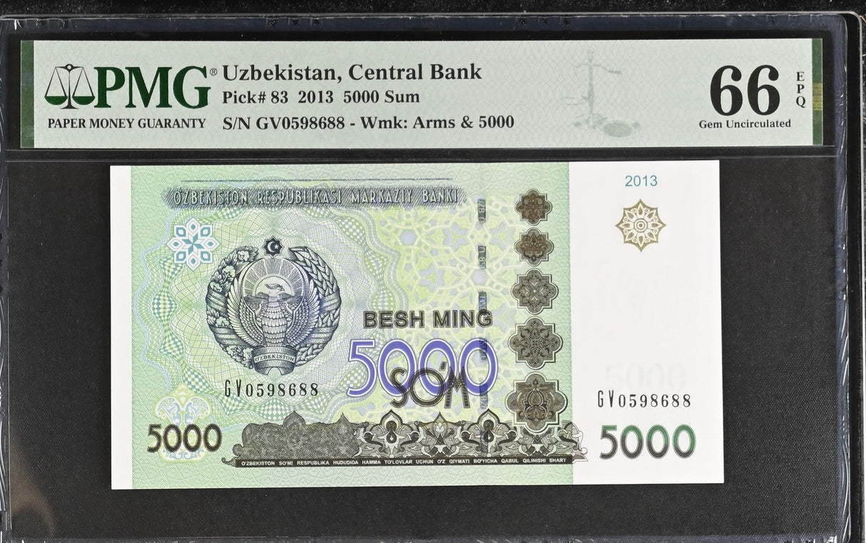 Uzbekistan 5000 Sum P 83 Gem UNC PMG 66 EPQ