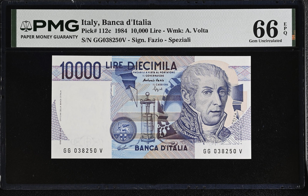 Italy 10000 Lire 1984 P 112 c Fazio & Speziali Gem UNC PMG 66 EPQ
