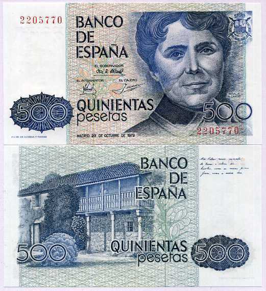 Spain 500 Pesetas 1979 ND 1983 P 157 NO Letter UNC