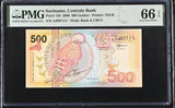 Suriname 500 Gulden 2000 P 150 Gem UNC PMG 66 EPQ