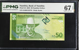 Namibia 50 Dollars 2025 P 22 Superb Gem UNC PMG 67 EPQ TOP POP