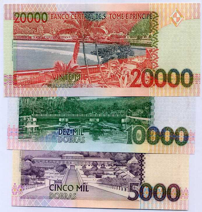 St. Thomas & Prince Set 3 UNC 5000 10000 20000 Random Date P 65 66 67 Sao Tome