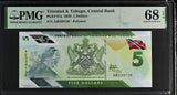 Trinidad & Tobago 5 Dollars 2020 P 61 a Polymer Superb Gem UNC PMG 68 EPQ