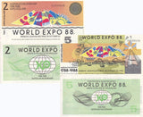 Australia Set 2 Pcs 2 5 WORLD EXPO 1988 Bicentenary 1788-1988 Brisbane UNC