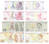 Turkey Set 4 Pcs 5 10 20 50 Lira 2022/2025 Mixed Prefix P 222 223 224 225 UNC