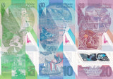 East Caribbean Set 3 UNC 5 10 20 Dollars 2019-2021 P 55A 56 57 POLYMER