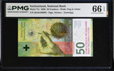 Switzerland 50 Franken 2020 P 77 e Gem UNC PMG 66 EPQ ,WTM Flag and Globe
