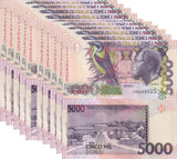 Saint Thomas & Prince 5000 Dobras 2013 P 65 UNC LOT 10 PCS