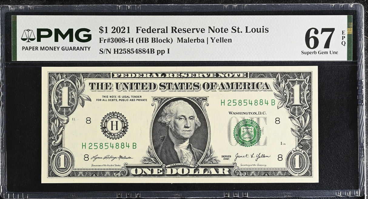 United States 1 Dollar Usa 2021 P 549 H St.Louis Superb Gem UNC PMG 67 EPQ