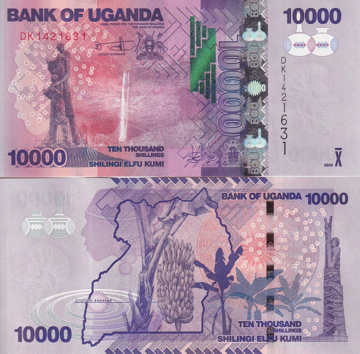 Uganda 10000 Shillings 2023 P 52 New Sign UNC