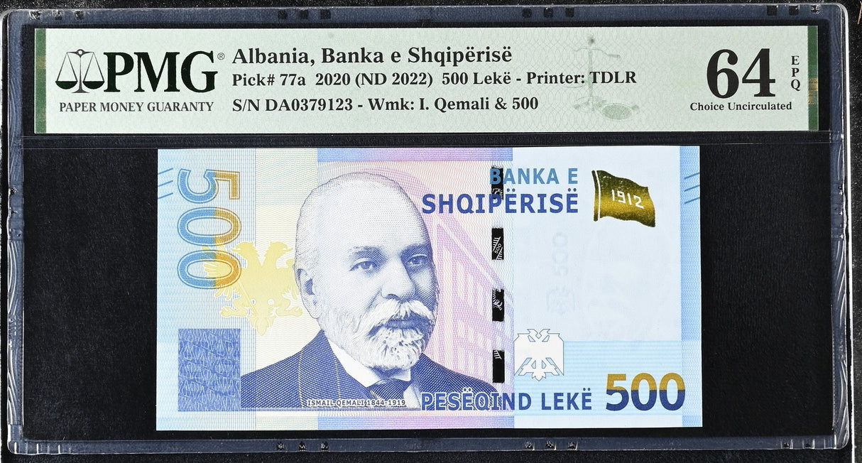 Albania 500 Leke 2020 P 77 a Choice UNC PMG 64 EPQ ,Printer TDLR