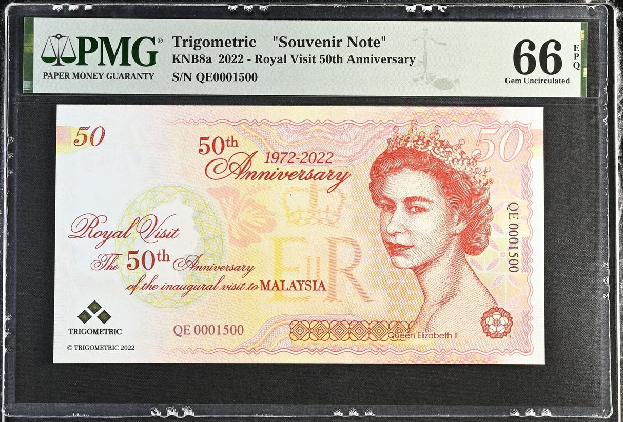 Malaysia Test Note Trigometric 2022 Royal Visit 50th Gem UNC PMG 66 EPQ