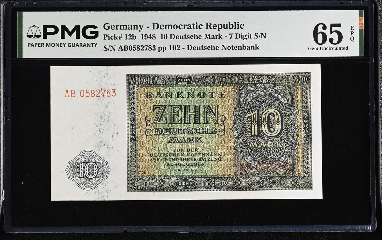 Germany 10 Deutsche Mark 1948 P 12 b Gem UNC PMG 65 EPQ