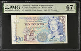 Guernsey 10 Pound ND 1995 P 57 a Low Serial # 355 Superb Gem UNC PMG 67 EPQ