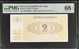 Slovenia 2 Tolajev 1990 P 2 a Superb Gem UNC PMG 68 EPQ TOP POP