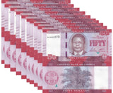Liberia 50 Dollars 2022 P 40 NEW Design UNC LOT 10 PCS