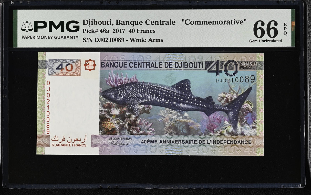 Djibouti 40 Francs 2017 P 46 a Commemorative Gem UNC PMG 66 EPQ
