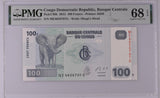 Congo 100 Francs 2013 P 98 b Superb Gem UNC PMG 68 EPQ Top Pop