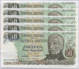Argentina 50 Pesos Argentinos 1983 P 314 UNC LOT 5 PCS ,Termes de Reyes, Jujuy