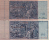 Germany SET 2x LOT 5= 10 PCS 100 Mark 1910 Green+Red Seal P 42 43 Fine Circulate